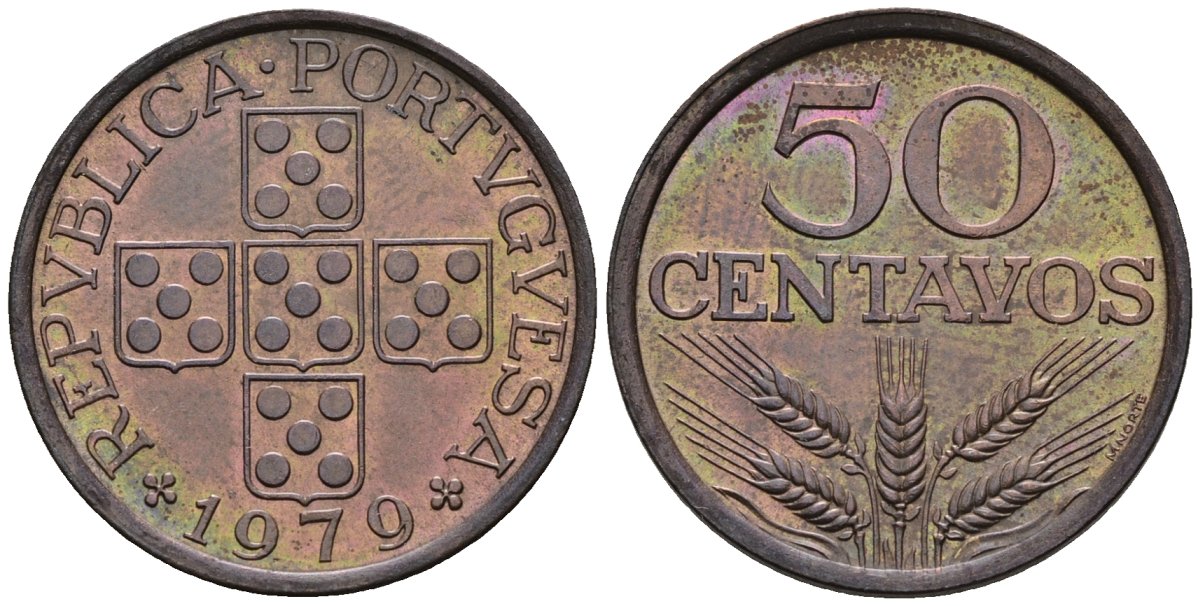 Португалия 50 сентаво 1979 KM 596 бронза 4148-413