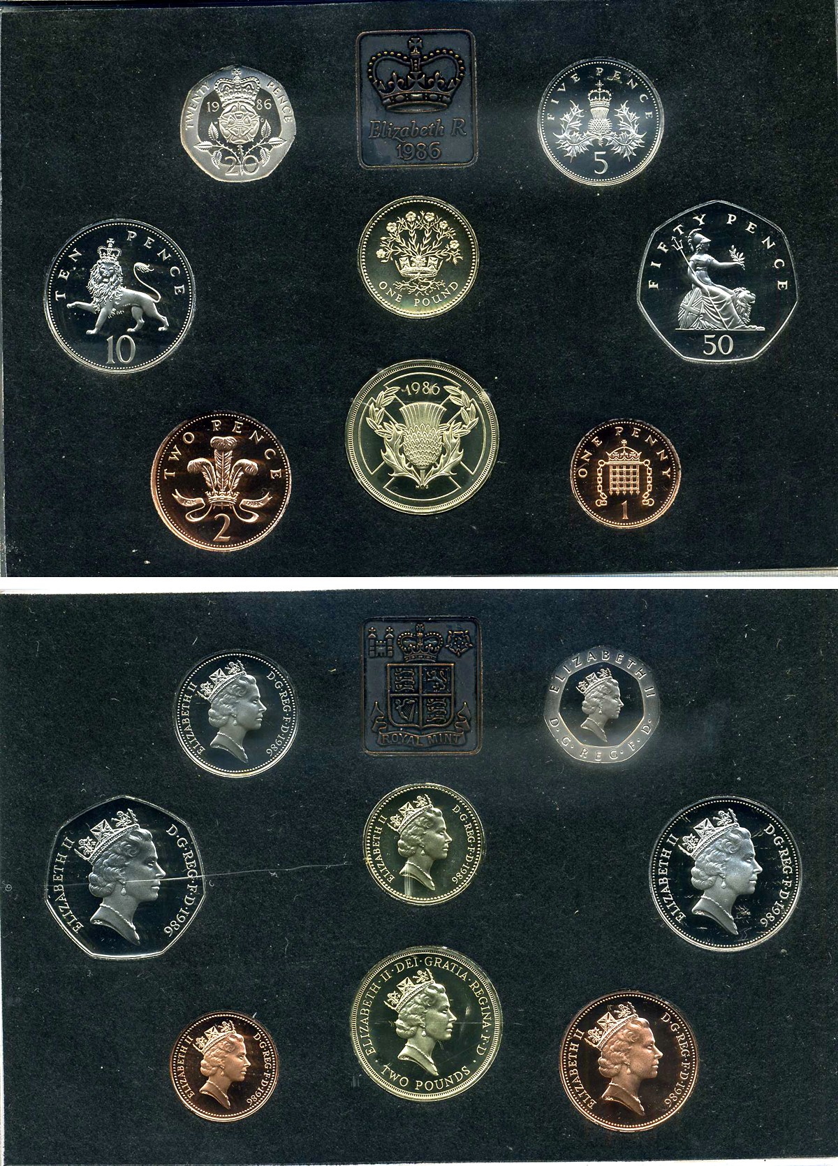 Великобритания набор из 8 монет 1986 официальный годовой набор, оригинальная пластиковая упаковка Spink PS37 PROOF 3-4-9-04