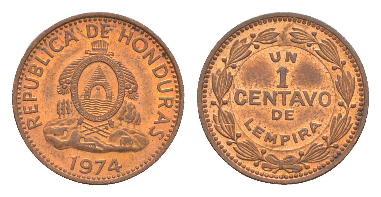Гондурас 1 сентаво 1974 KM 77a сталь плакированная медью UNC 4649-763