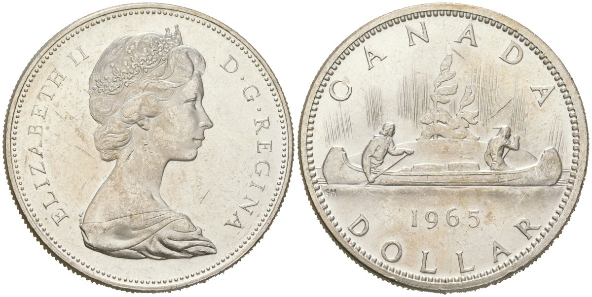 Канада 1 доллар 1965 KM 64.1 серебро aUNC 00-1067-2-62