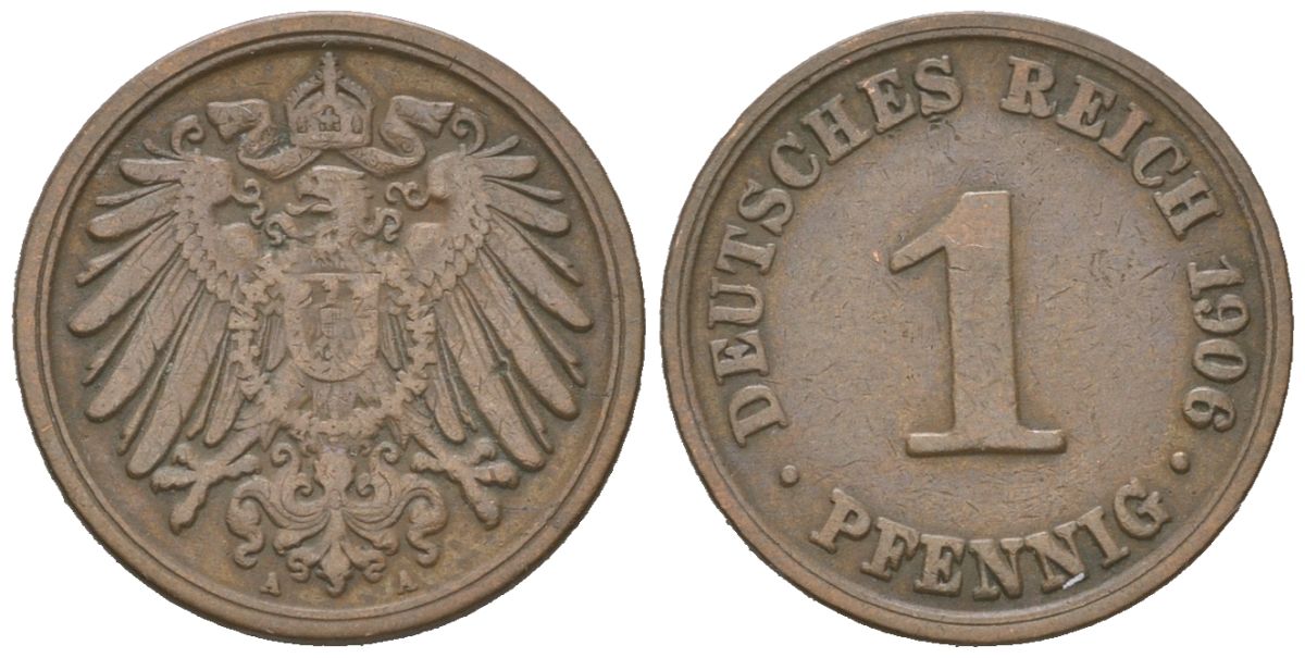Германия 1 пфенниг 1906 A KM 10, J. 10 медь 3955-1116