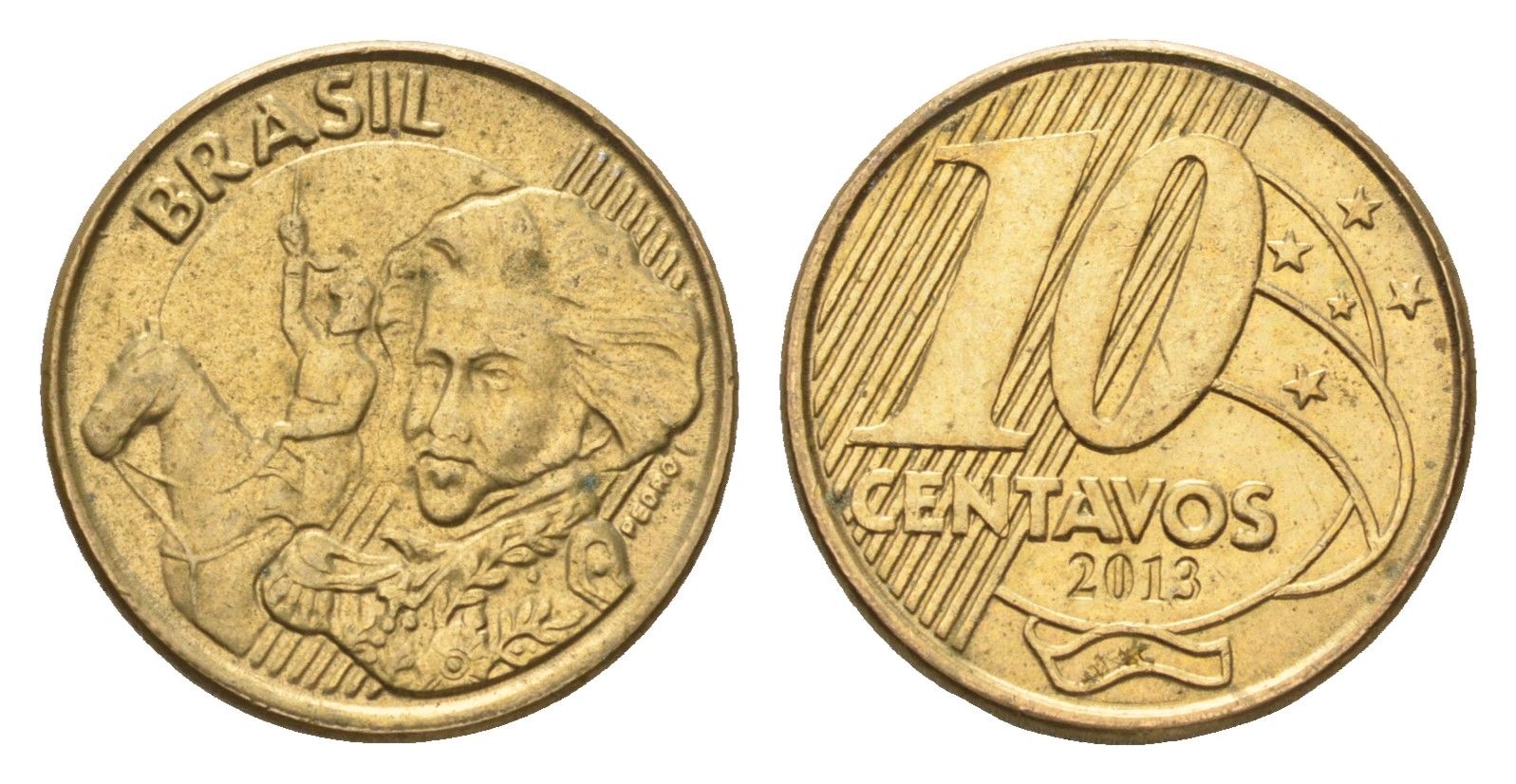 Бразилия 10 сентаво 2013 KM 649 сталь плакированная латунью 4689-115