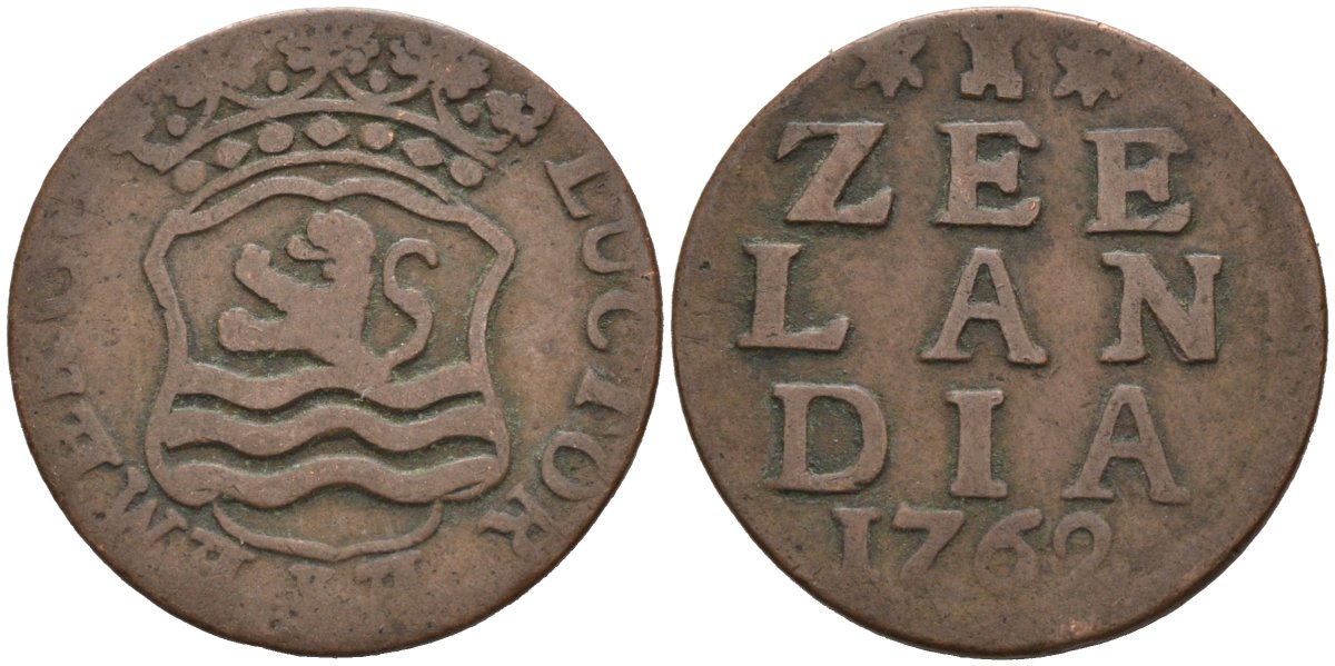 Зеландия (Zeeland), Нидерланды 1 дуит 1762 KM 81 медь 4577-147