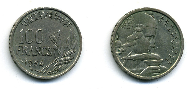 ФРАНЦИЯ 100 ФРАНКОВ 1954 57-157