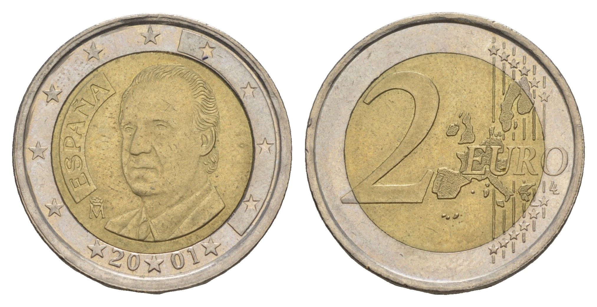 Испания 2 евро 2001 KM 1047 биметалл 4648-935