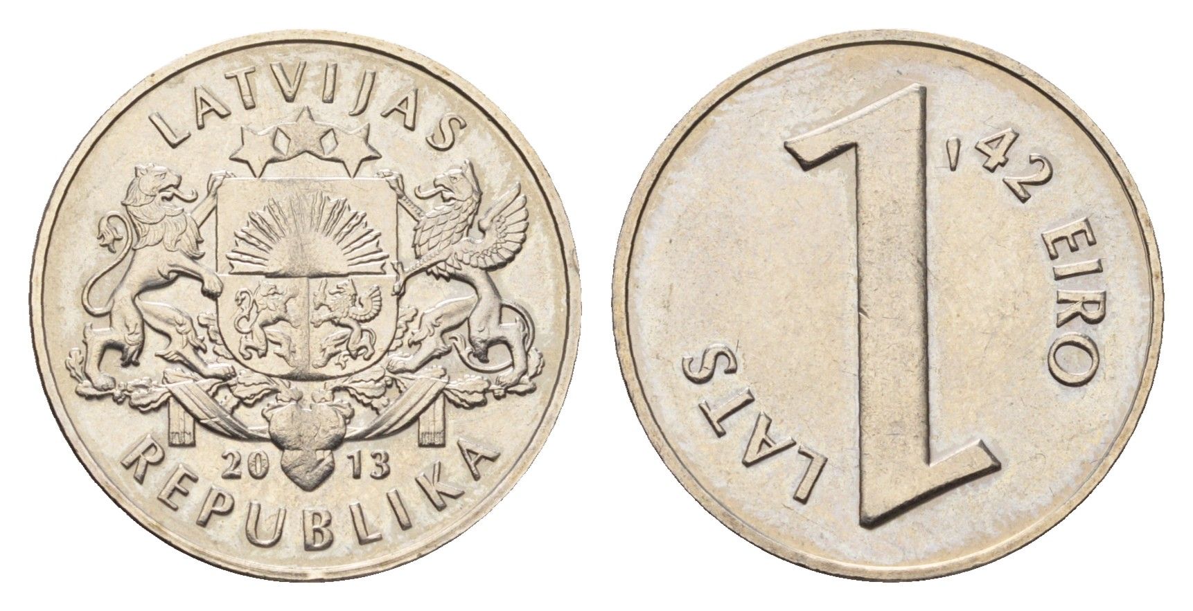 Латвия 1 лат 2013 Паритет монет KM 145 медно-никель UNC 4686-1241