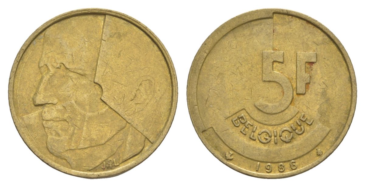 Бельгия 5 франков 1986 Belgique, Бодуэн I (1951-1993) KM 163 медь алюминий никель 4633-836