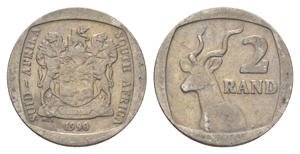 ЮАР 2 ранда 1990 KM 139 медь плакированная никелем 4626-1026