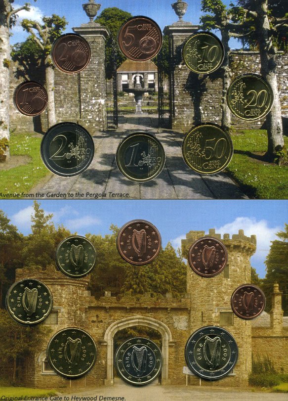 Ирландия набор из 8 евромонет 2005 официальный набор в оригинальном картонном буклете KM MS14 UNC 4-5-2-9