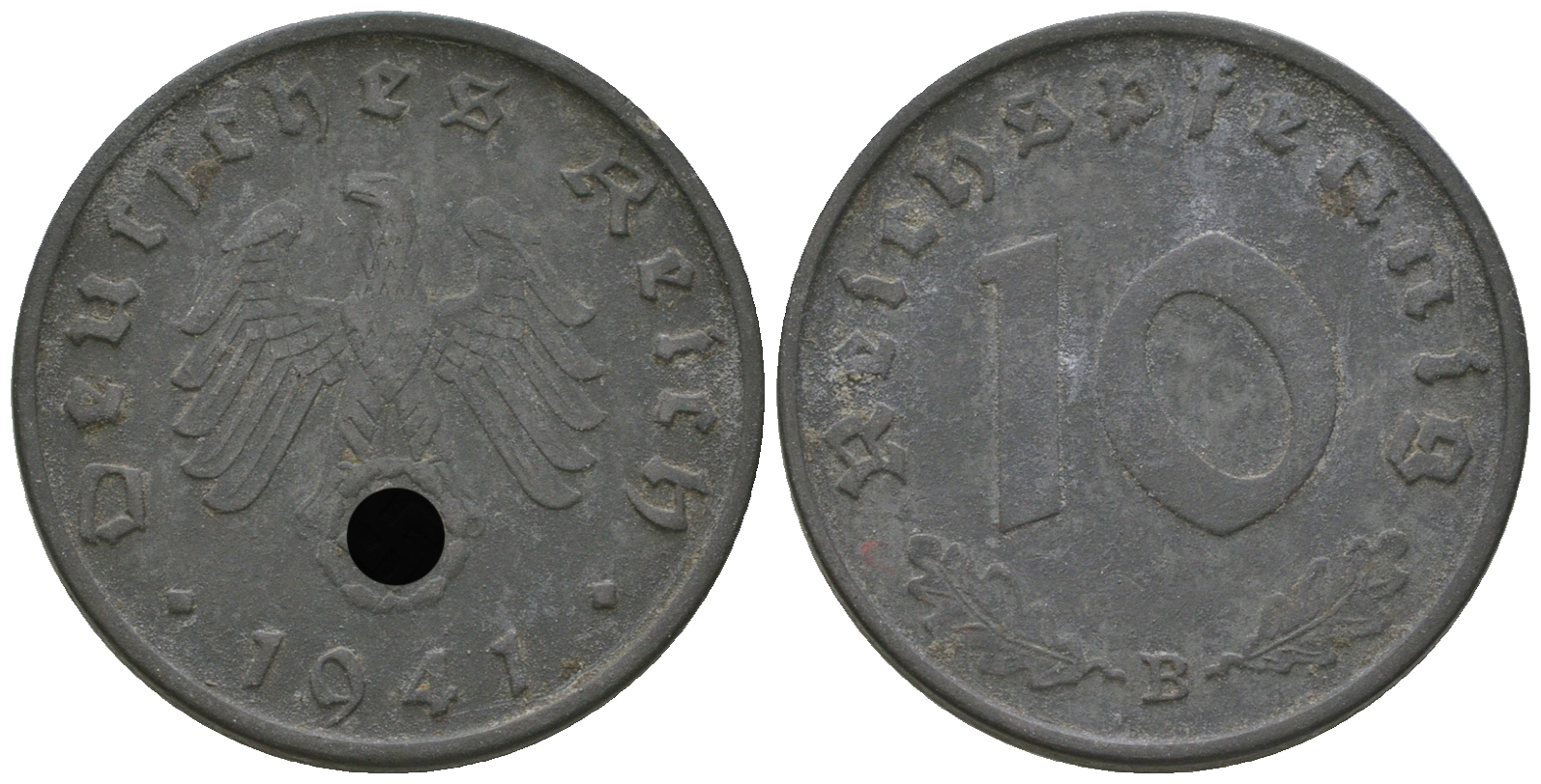 Германия 10 рейхспфеннигов 1941 B KM 101, J. 371 цинк 4641-212