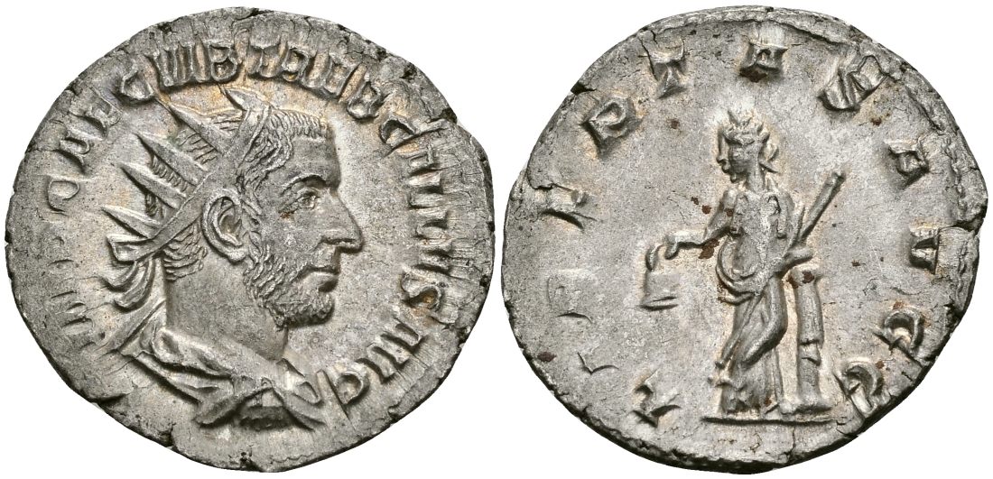 Римская Империя антониниан 251 - 253 Требониан Галл LIBERTAS AVGG Либертата, персонификация Свободы Рим Extremely fine RIC 37 серебро 1073-5-6-5