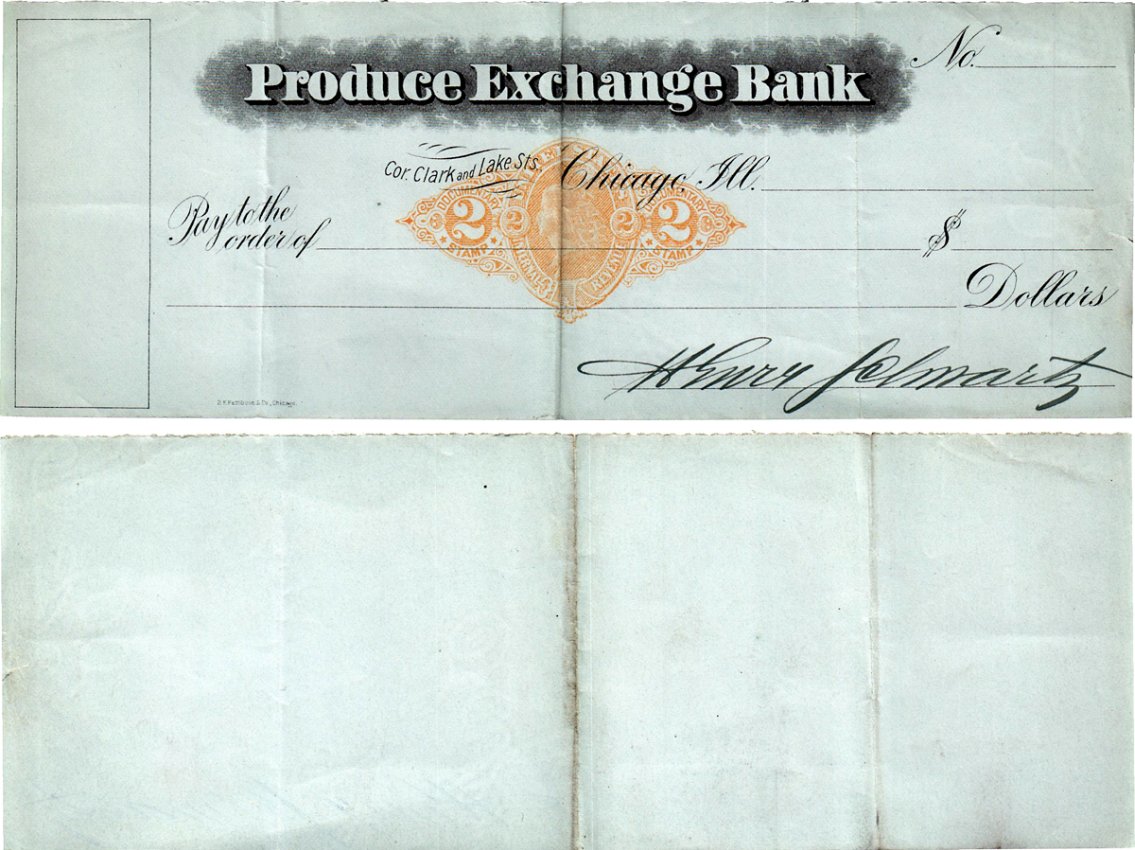 США пустой чек ND Produce Exchange Bank бумага 434-25-1-1