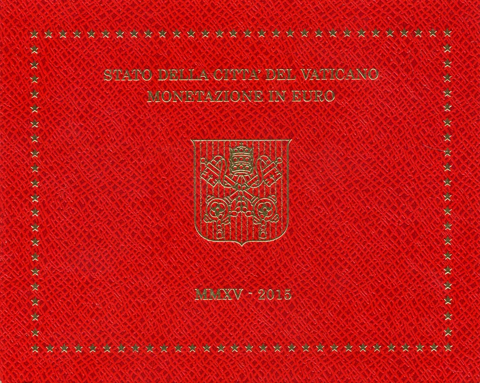 Ватикан евронабор из 8 монет 2015 в оригинальной упаковке, Папа Франциск KM NEW биметалл UNC 7-1-74
