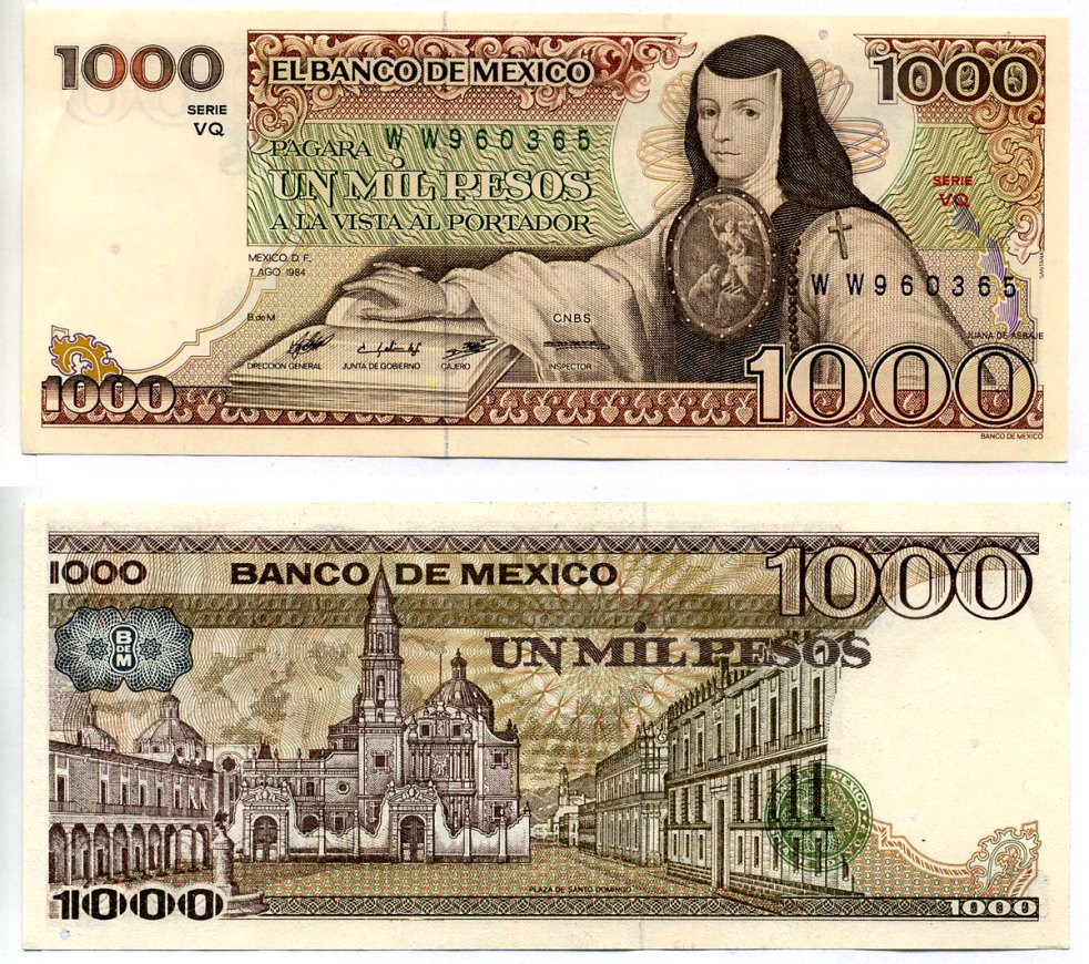 Мексика 1000 песо 1984 7 августа 1984 Pick 80b бумага aUNC 2196-23-3-2