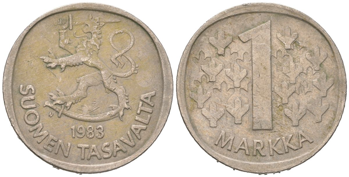 Финляндия 1 марка 1983 N KM 49a медно-никель 4577-937