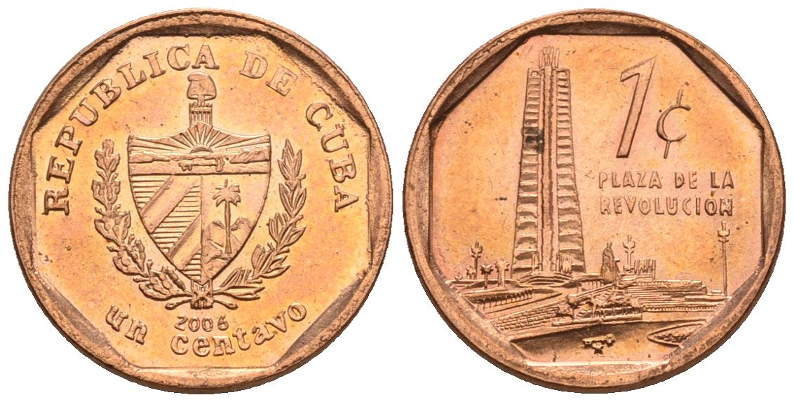 Куба 1 сентаво 2006 KM 33.3, Y 27, Schoen A31 алюминий 4115-453