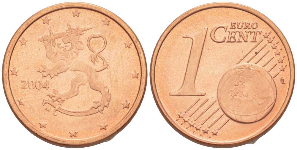 ФИНЛЯНДИЯ 1 ЕВРОЦЕНТ 2004 M KM 98 сталь плакированная медью UNC 214-261