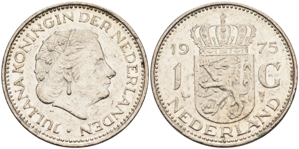 Нидерланды 1 гульден 1975 Юлиана (1948-1980) KM 184а никель 4171-123
