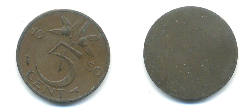 НИДЕРЛАНДЫ 5 ЦЕНТОВ 1950 ЮЛИАНА KM 181 бронза 83-844