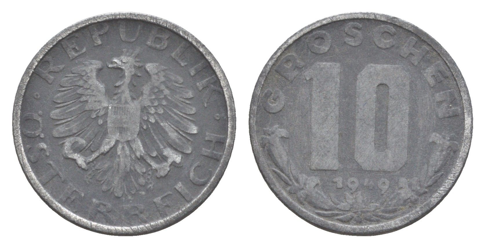 Австрия 10 грошей 1949 KM 2874 цинк 4160-912