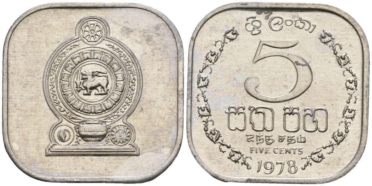 Шри-Ланка 5 центов 1978 KM 139a алюминий 4136-631