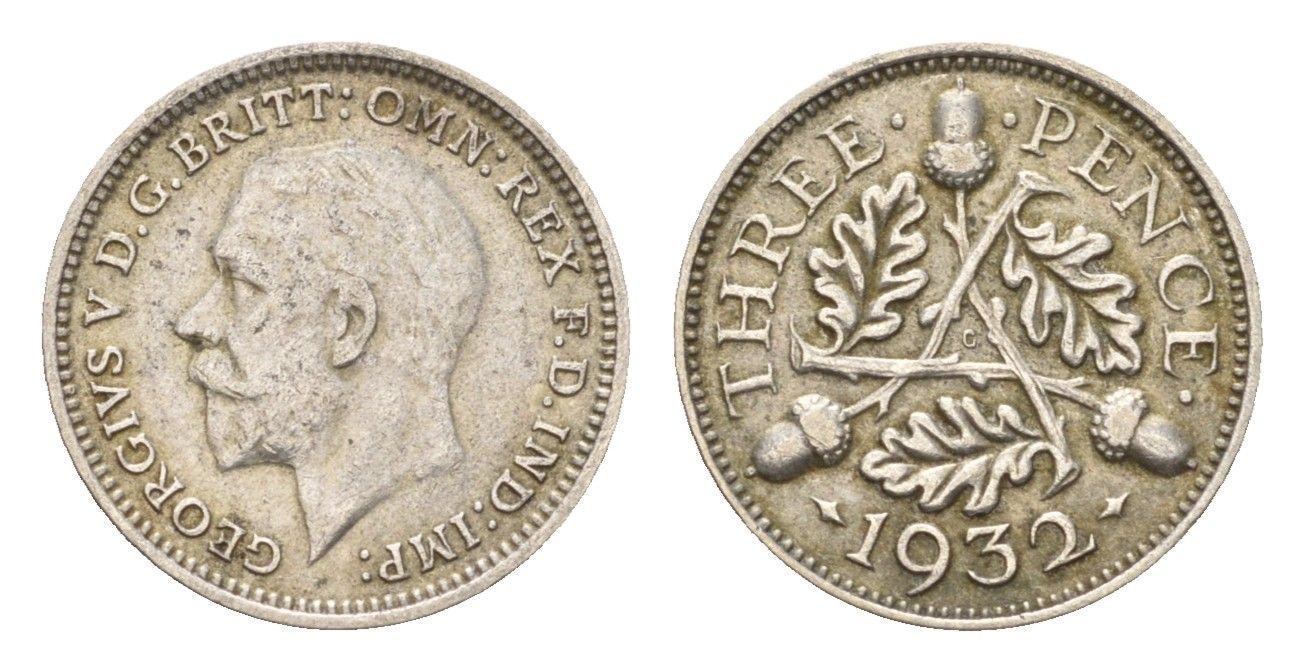 Великобритания 3 пенса 1932 Георг V (1910-1936) KM 831, Spink 4042 серебро 4669-355
