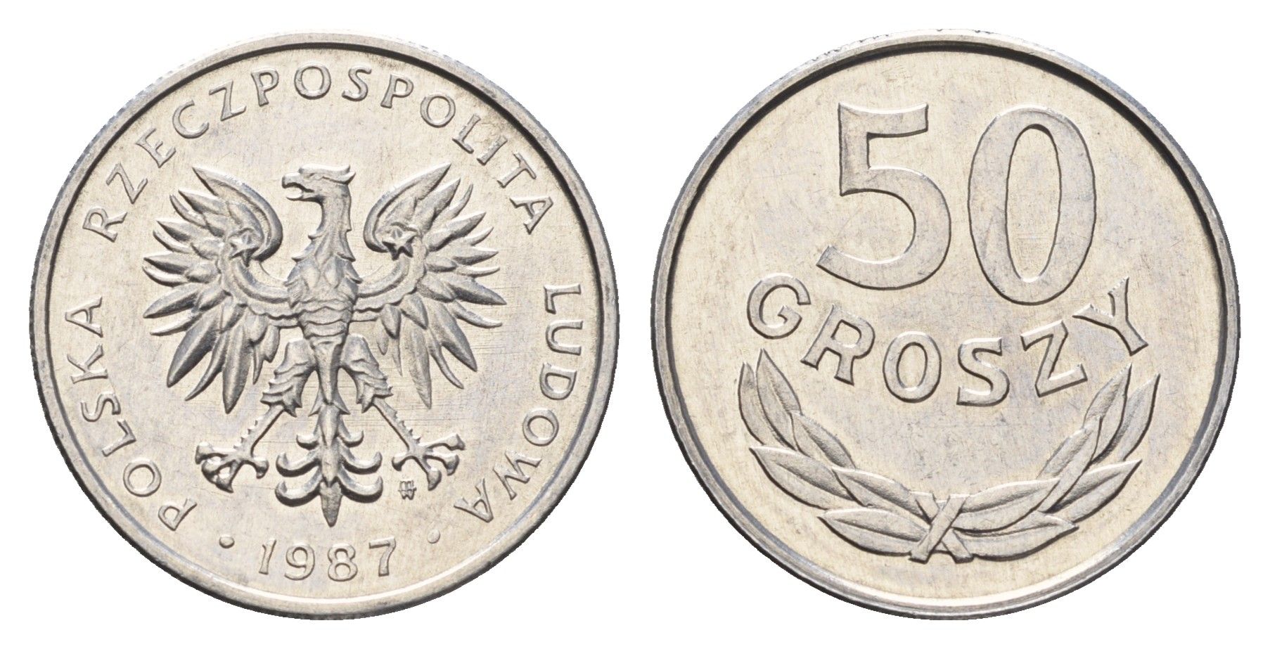 Польша 50 грошей 1987 Y 48.2 алюминий UNC 3336-625