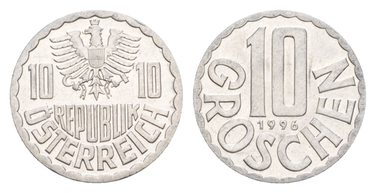 Австрия 10 грошей 1996 KM 2878 алюминий 4632-647