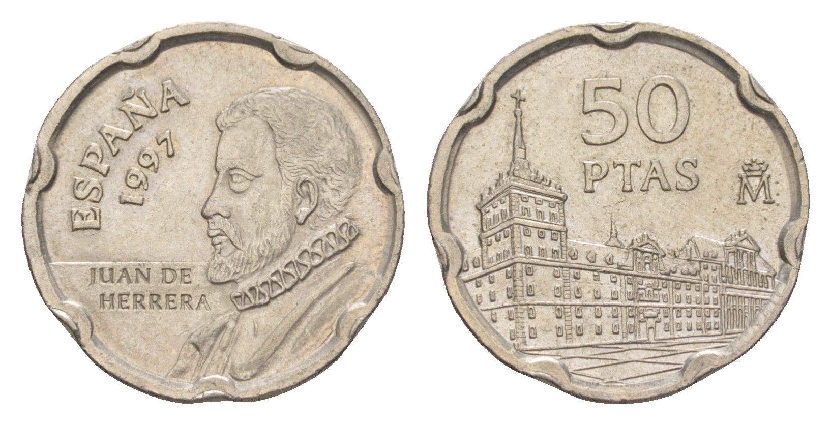 Испания 50 песет 1997 Хуан де Эррера KM 985 медно-никель 4621-141