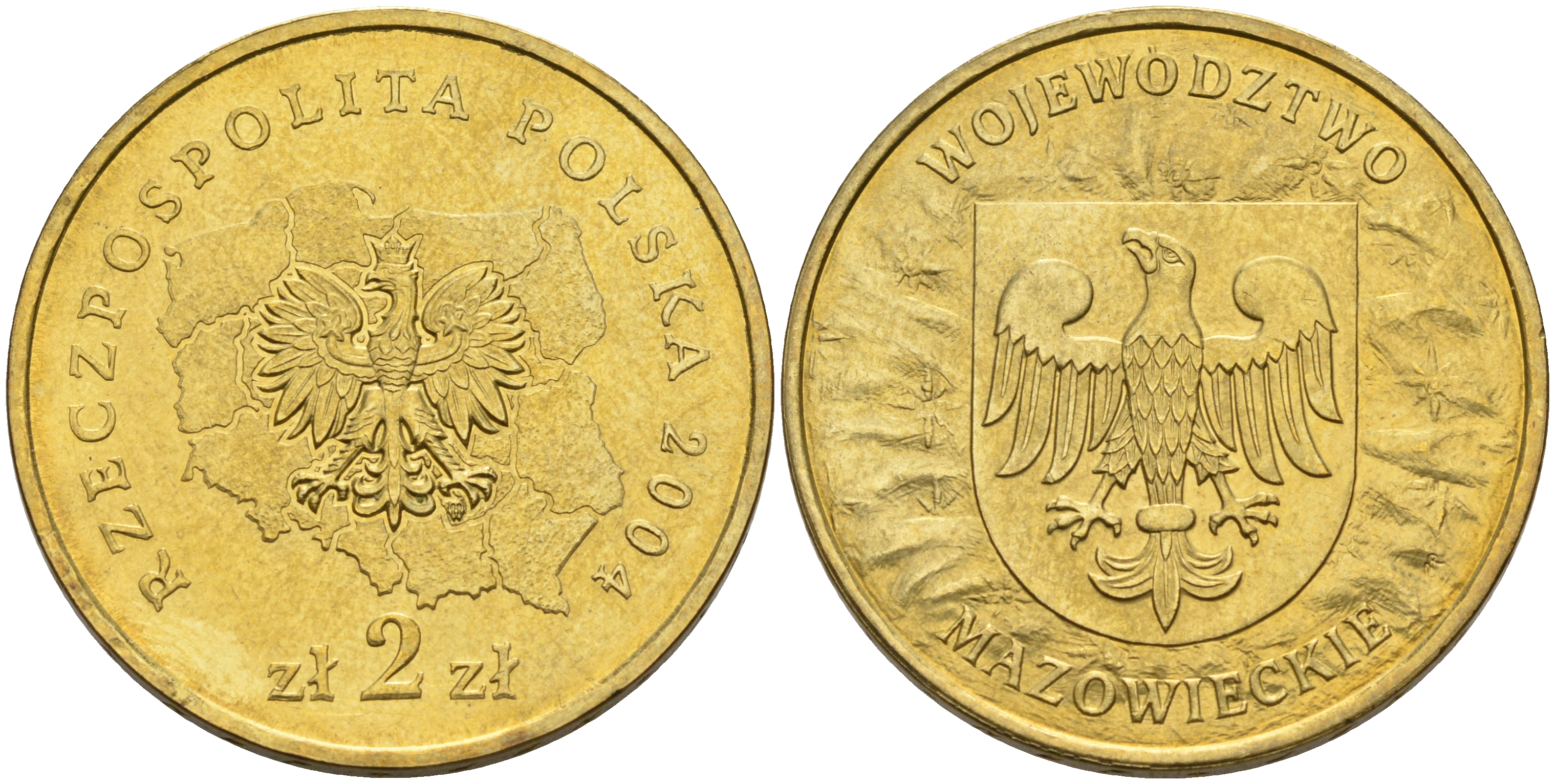 Польша 2 злотых 2004 серия польские регионы, Мазовецкое воеводство KM 489 нордик 4589-517