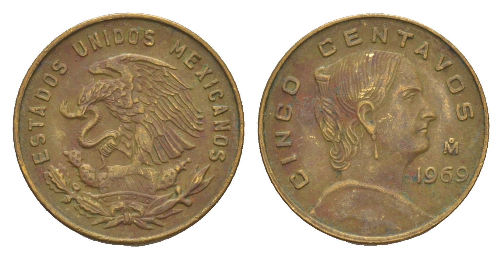 Мексика 5 сентаво 1969 Жозефа Ортис де Домингес KM 426 латунь 4655-1045