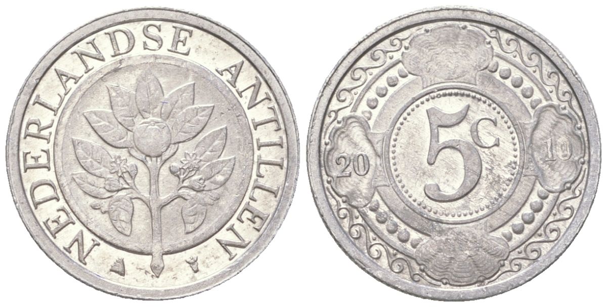 Нидерландские Антилы 5 центов 2010 Беатрикс (1980-2013) KM 33 алюминий UNC 4611-834