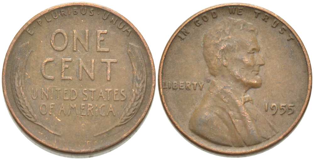 США 1 ЦЕНТ 1955 ЛИНКОЛЬН KM А132 медь цинк 218-641