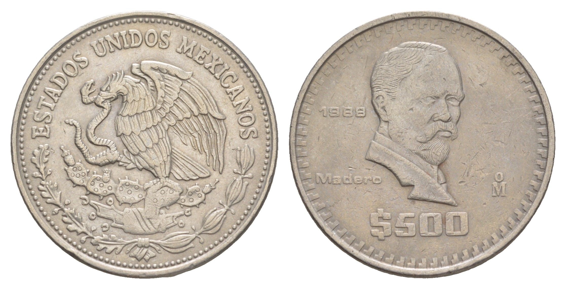 Мексика 500 песо 1988 Мо, Франсиско Игнасио Мадеро KM 529 медно-никель 4634-335