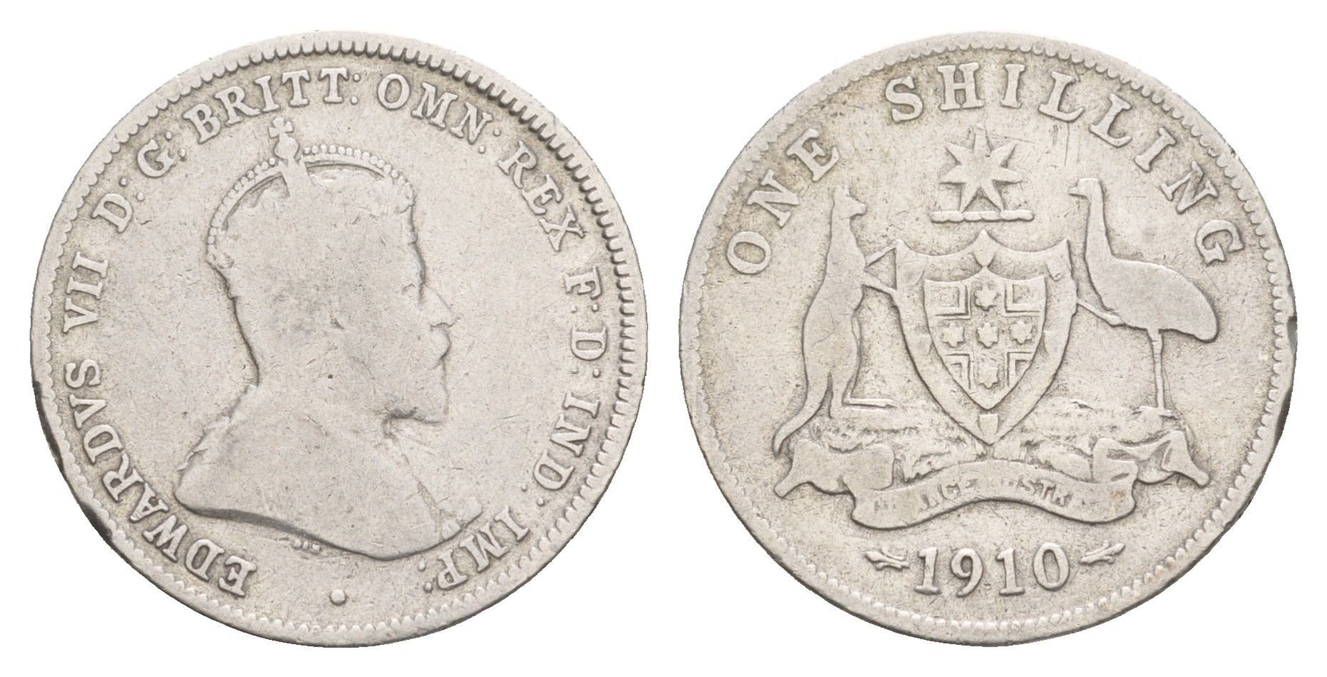 Австралия 1 шиллинг 1910 L, Эдуард VII (1901-1910) год-тип KM 20 серебро 4654-944
