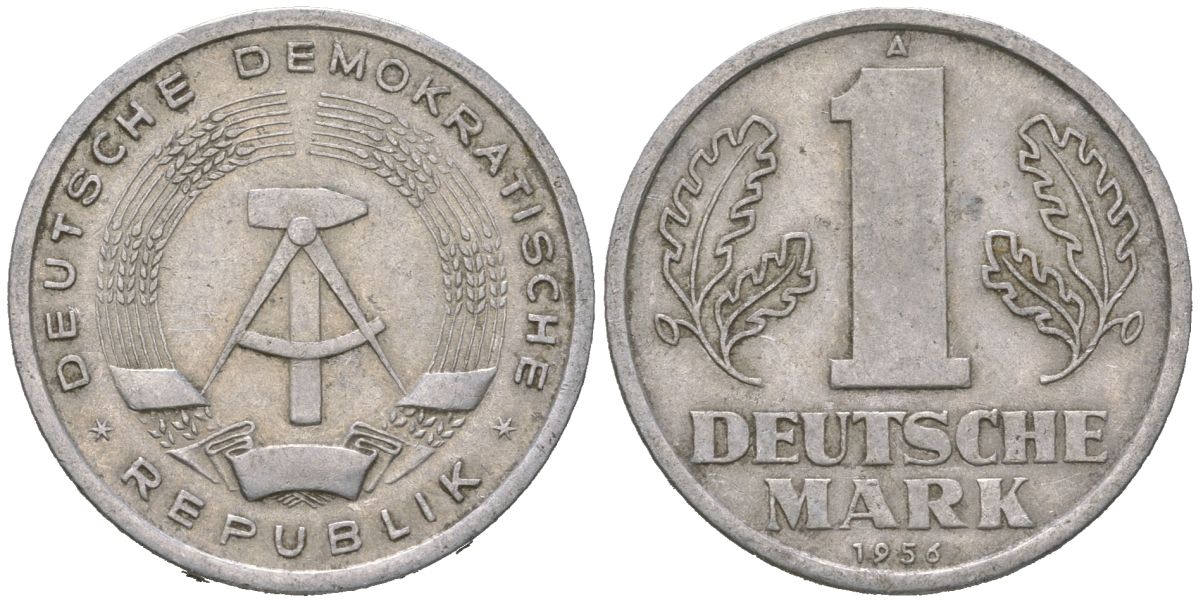 ГДР 1 марка 1956 A KM 13 алюминий 4619-612