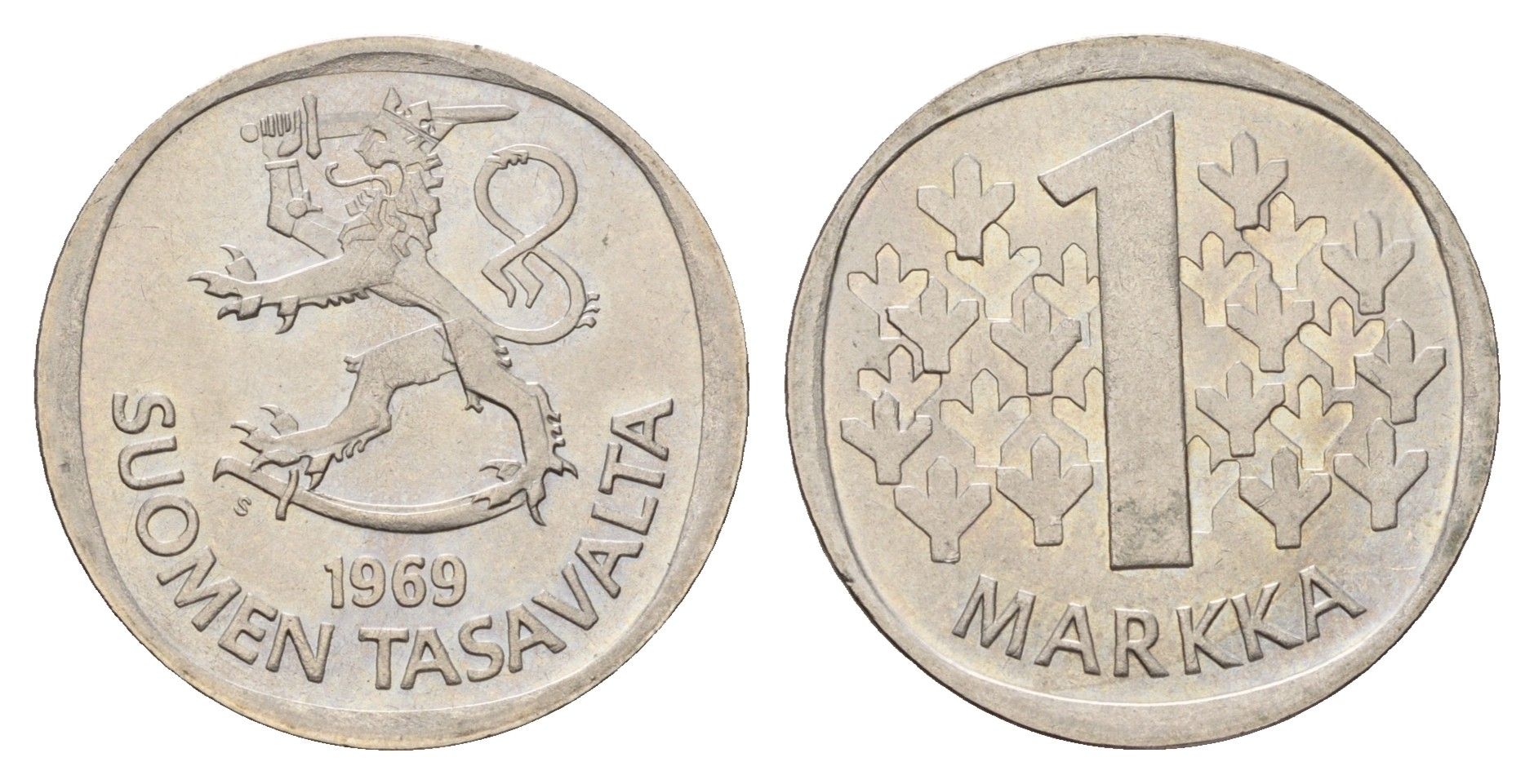 Финляндия 1 марка 1969 KM 49a медно-никель UNC 4118-1253