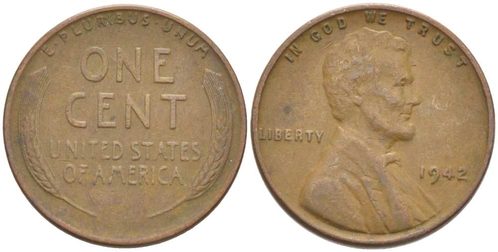 США 1 ЦЕНТ 1942 ЛИНКОЛЬН KM 132 бронза 218-431
