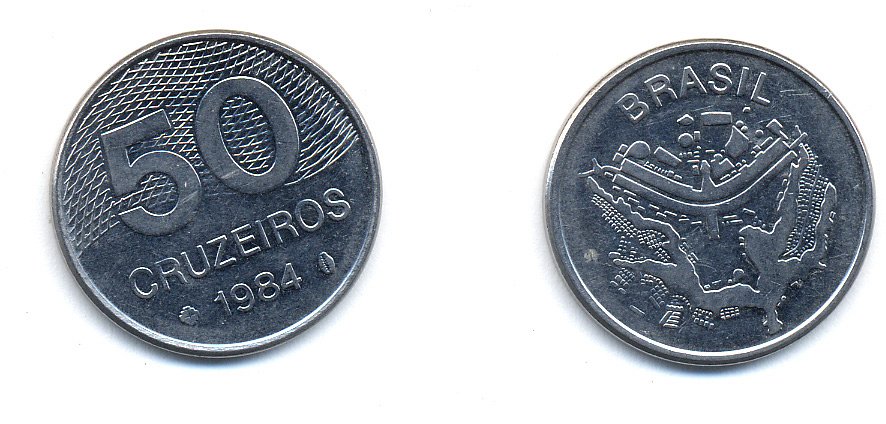 БРАЗИЛИЯ 50 КРУЙЗЕЙРО 1984 KM 594.1 сталь aUNC 51-5745
