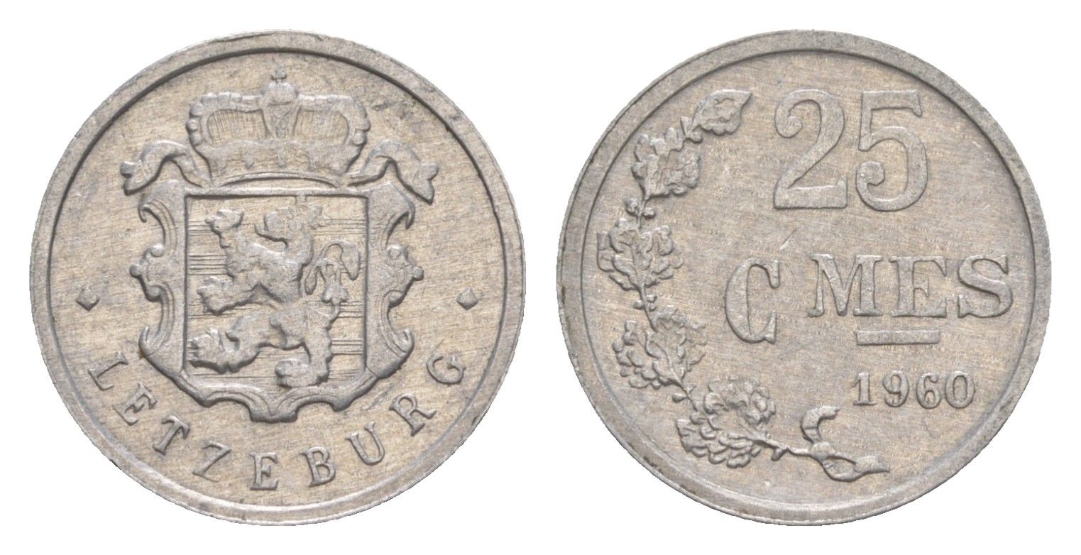 Люксембург 25 сантимов 1960 Шарлотта (1918-1964) KM 45a алюминий 4643-518