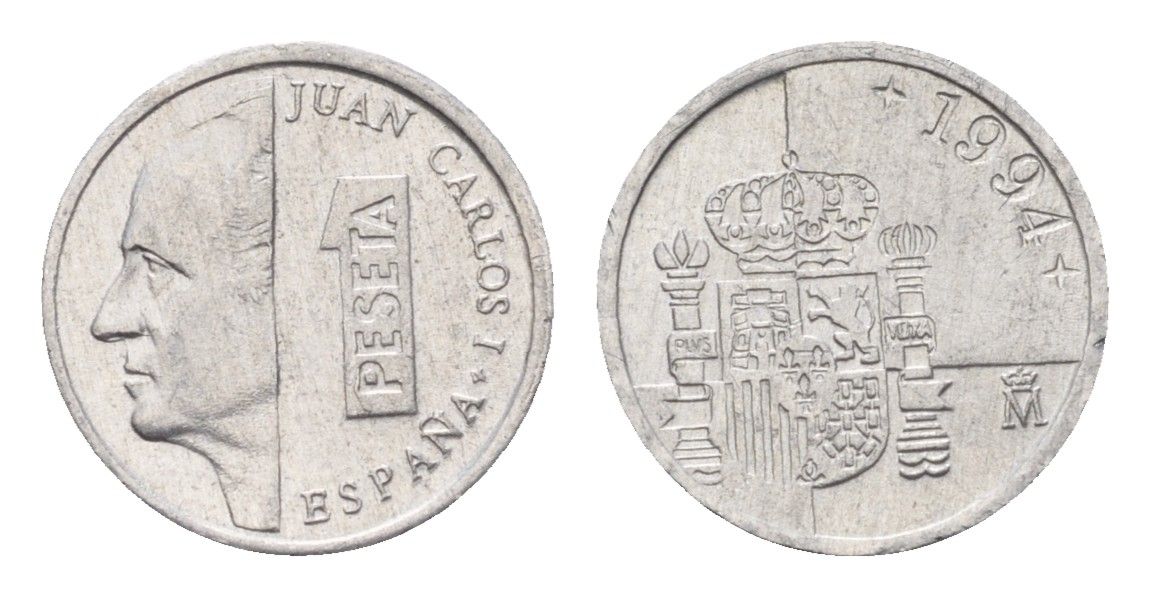 Испания 1 песета 1994 M, Хуан Карлос I (1975-2014) KM 832 алюминий 4684-1066