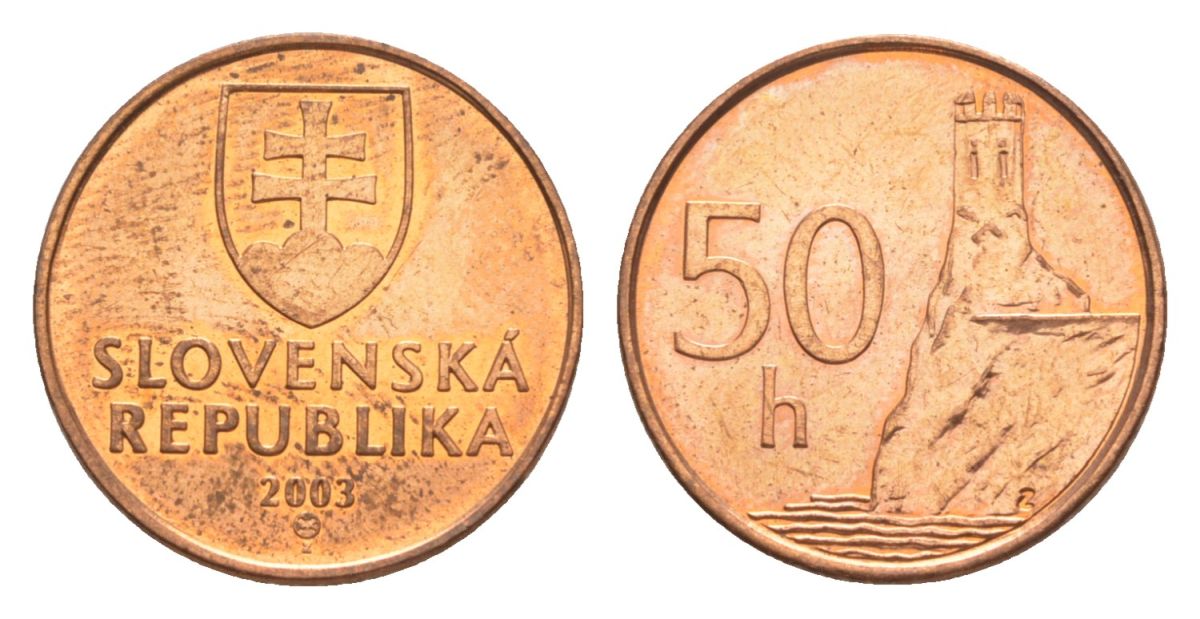Словакия 50 геллеров 2003 KM 35 сталь плакированная медью aUNC 4632-448