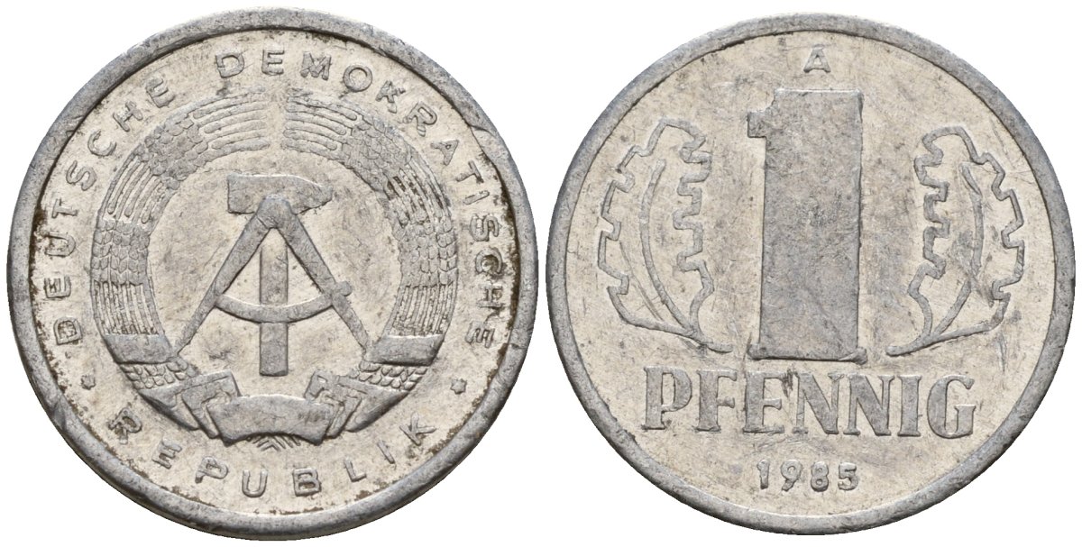 ГДР 1 пфенниг 1985 A KM 8.2 алюминий 192-131