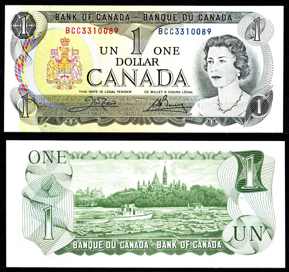 Канада 1 доллар 1973 Елизавета II, альпийское озеро в национальном парке Банф, расположенное в Альберте, Канада Pick 85 c бумага UNC (пресс) 2197-1-2-2