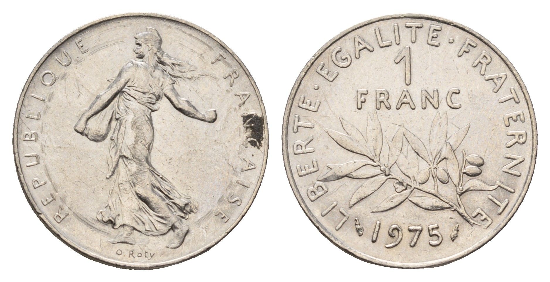 Франция 1 франк 1975 сеятель KM 925 никель 4641-1253