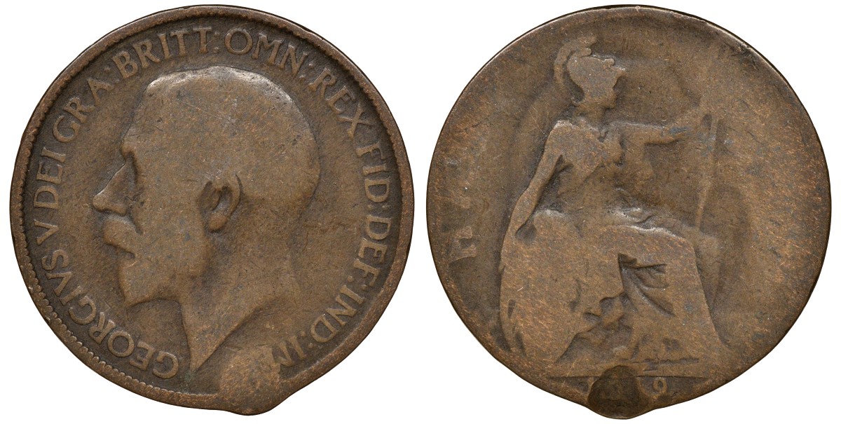 Великобритания 1/2 пенни 1919? Георг V (1910-1936) KM 809, Spink 4056 бронза 4163-535