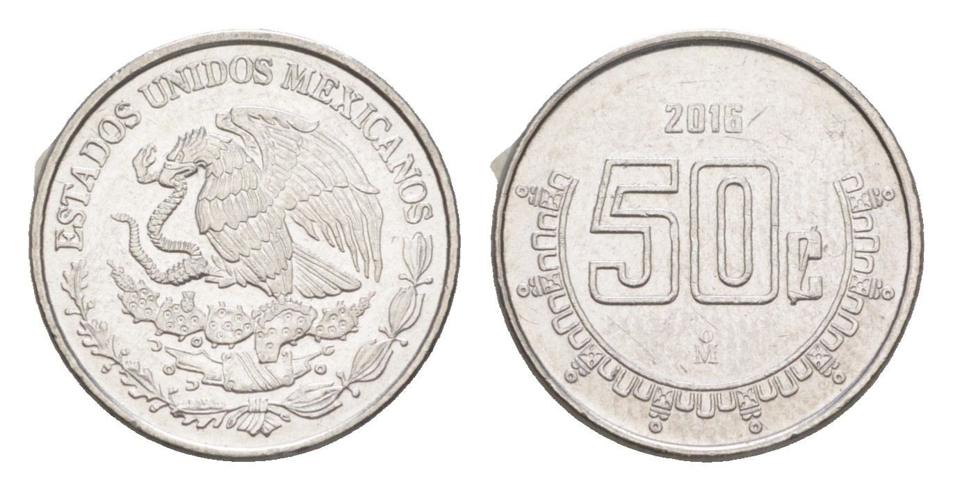 Мексика 50 сентаво 2016 KM 936 нержавеющая сталь UNC 4158-254