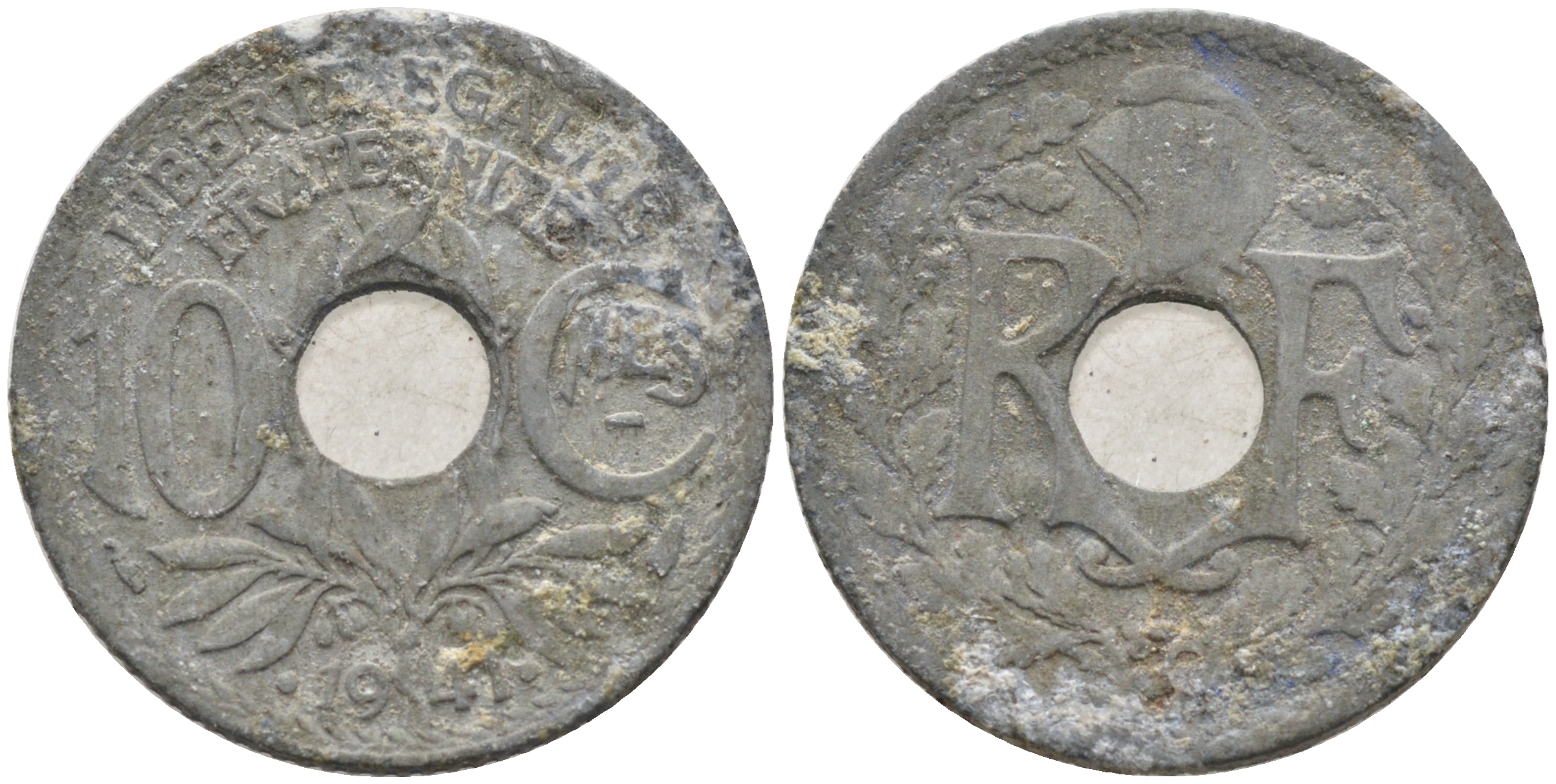 ФРАНЦИЯ 10 САНТИМОВ 1941 .1941. KM 897 цинк 4589-536