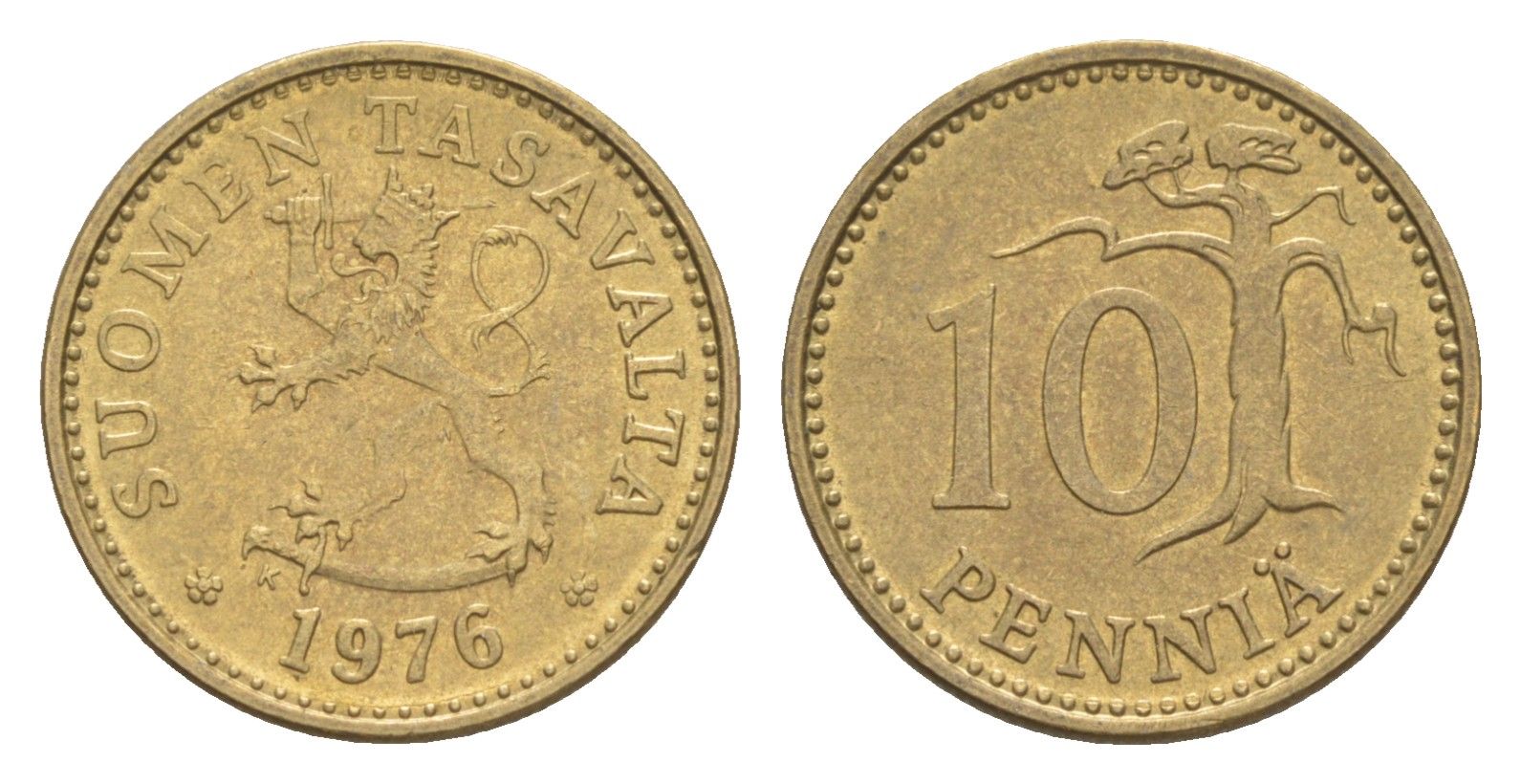 Финляндия 10 пенни 1976 KM 46 алюминиевая бронза 4647-336