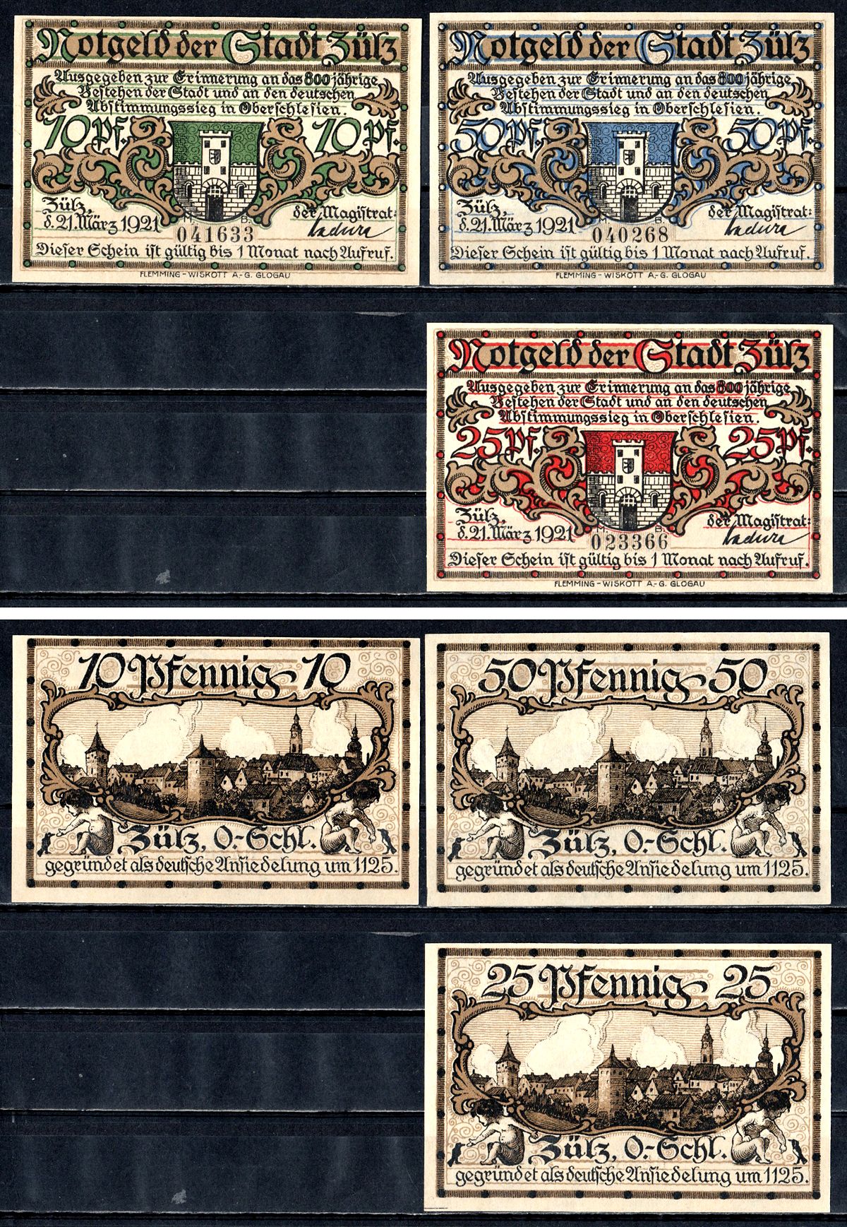 Зюльц (Пруссия, Силезия) набор из 3 нотгельдов 1921 2193-39-2-2